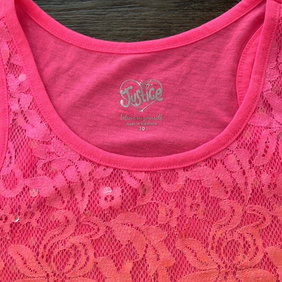 Girls hot pink Justice sparkly tank top - Picture 7 of 12